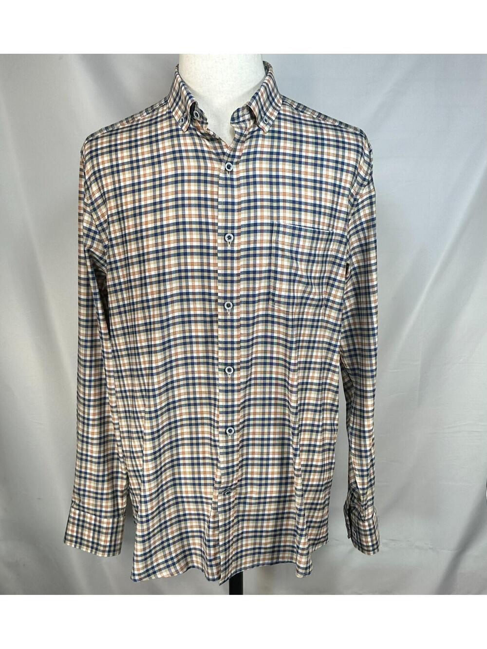 Johnston Murphy Plaid Oxford Button Up Multicolor Mens L
